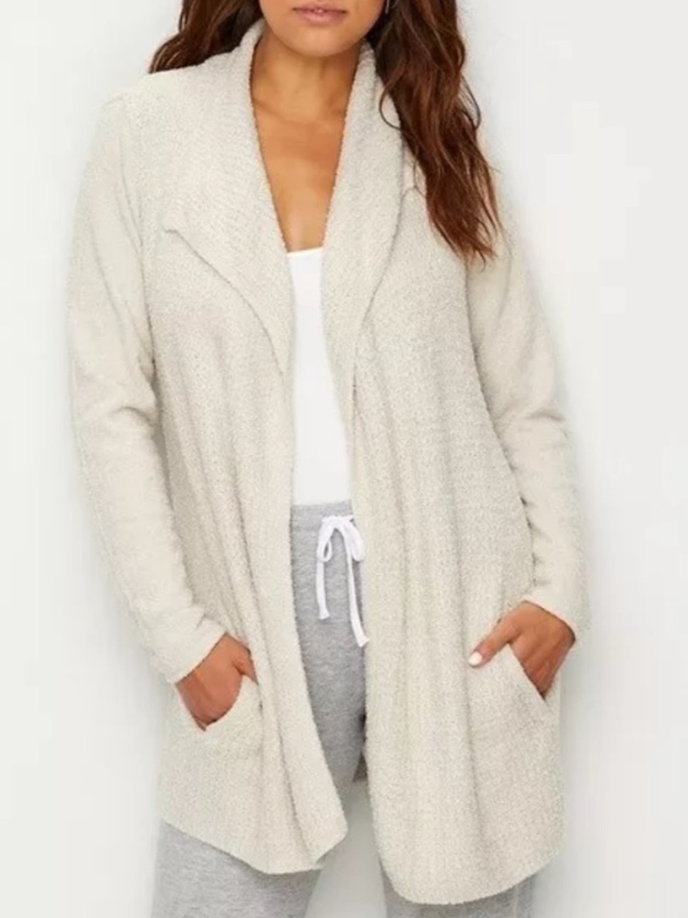 Barefoot Dreams CozyChic Lite Coastal Cardi Sweater Bisque Tan Women’s Large